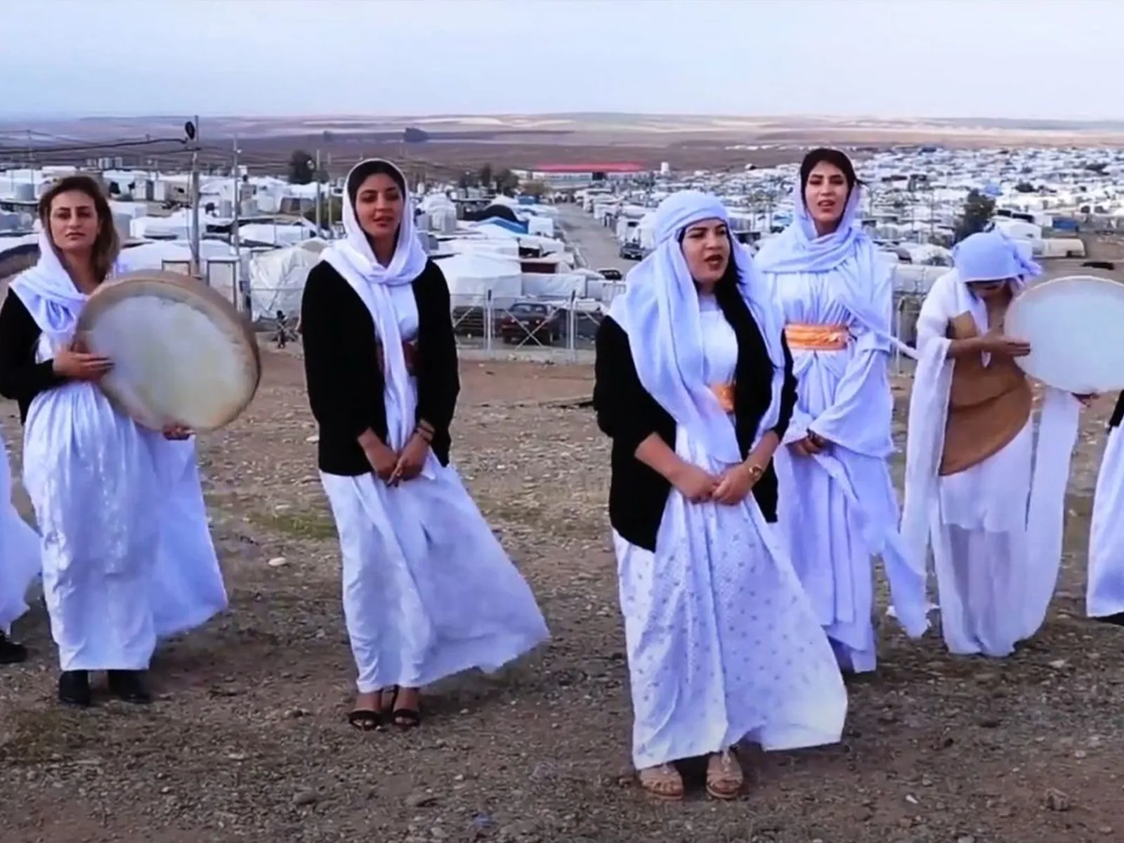 Choir members in traditional dress
