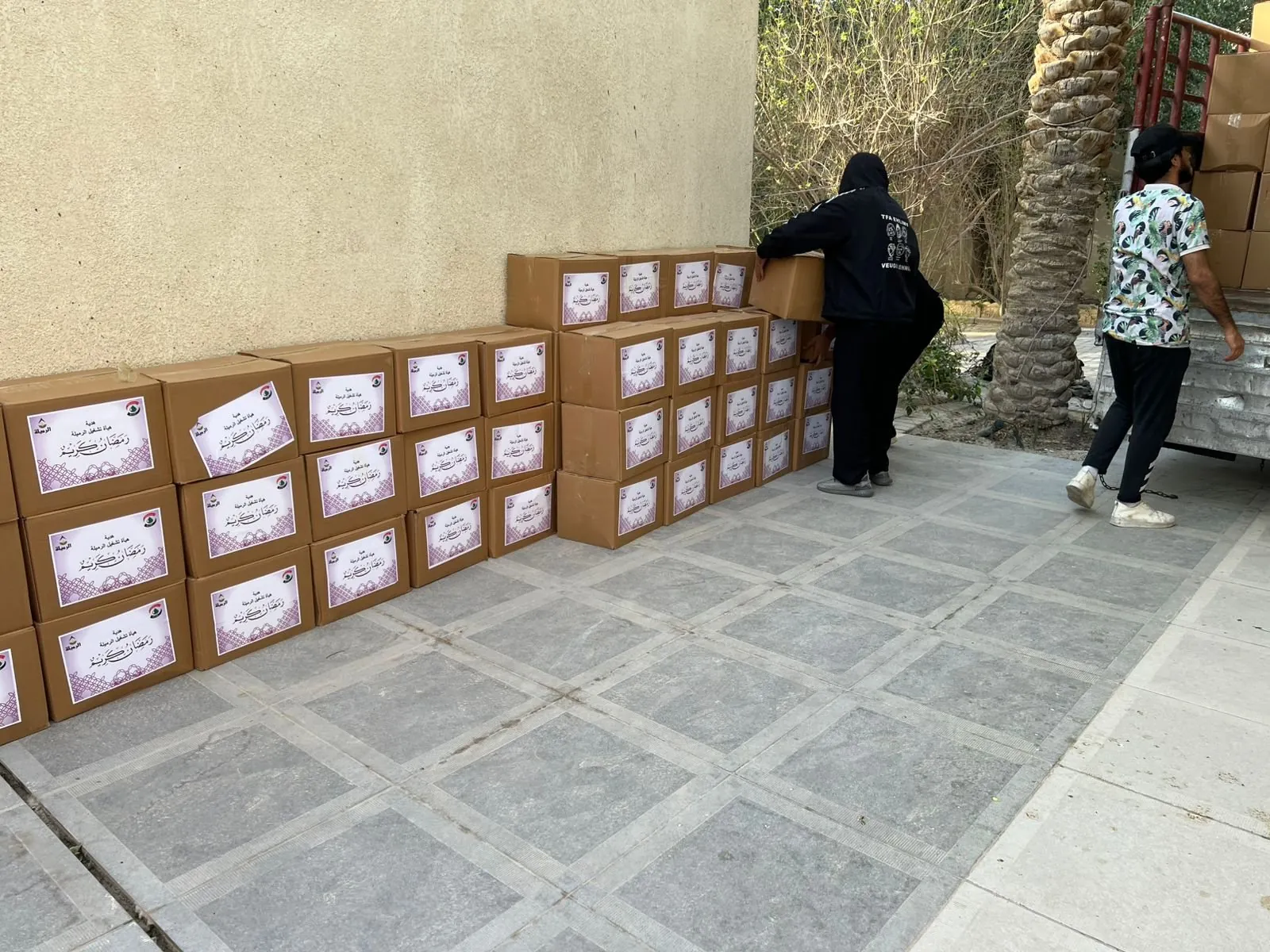Boxes stacked for collection